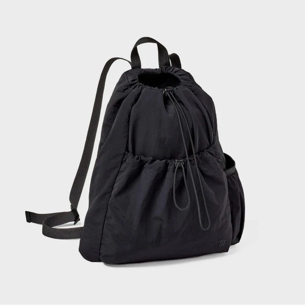 All In Motion 20L Cinch Backpack Adjustable Straps Water Repellent - Black